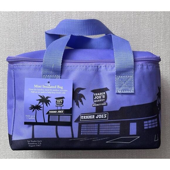 Trader Joe’s PURPLE Mini Insulated Cooler Tote Bag - Picture 1 of 6